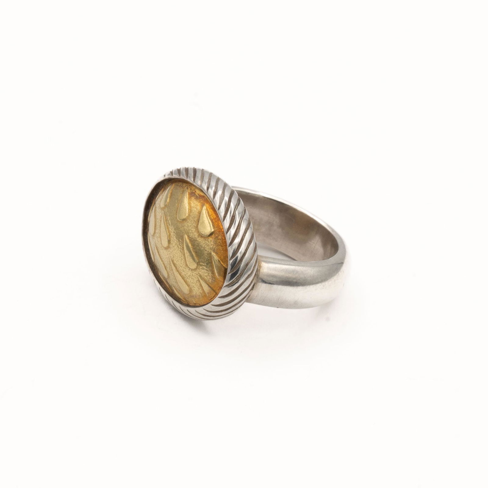 OVAL 18K GOLD AND SILVER LADIES RING (1 of 4)