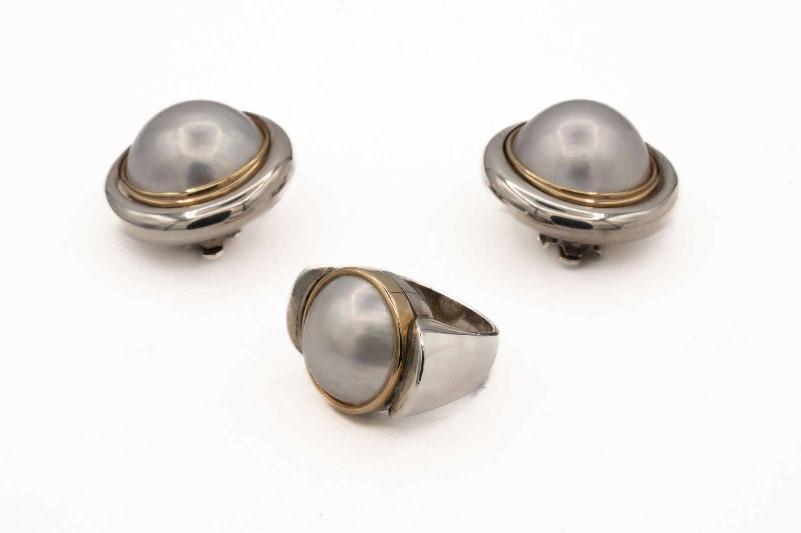 18K GOLD, STERLING AND PEARL JEWELLERY SET (1 of 5)