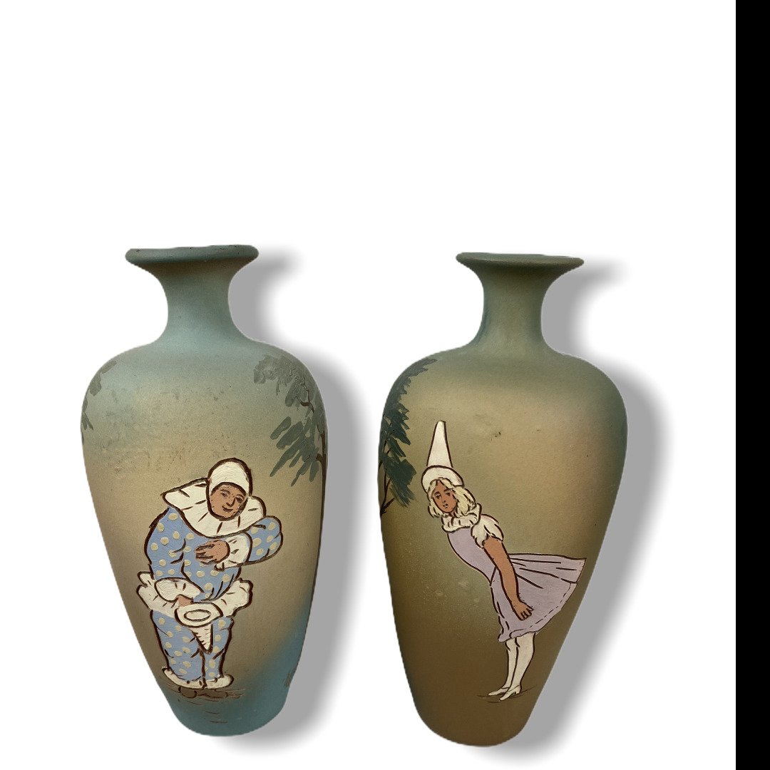 117 Pair Weller Dickensware Pottery vases (1 of 4)