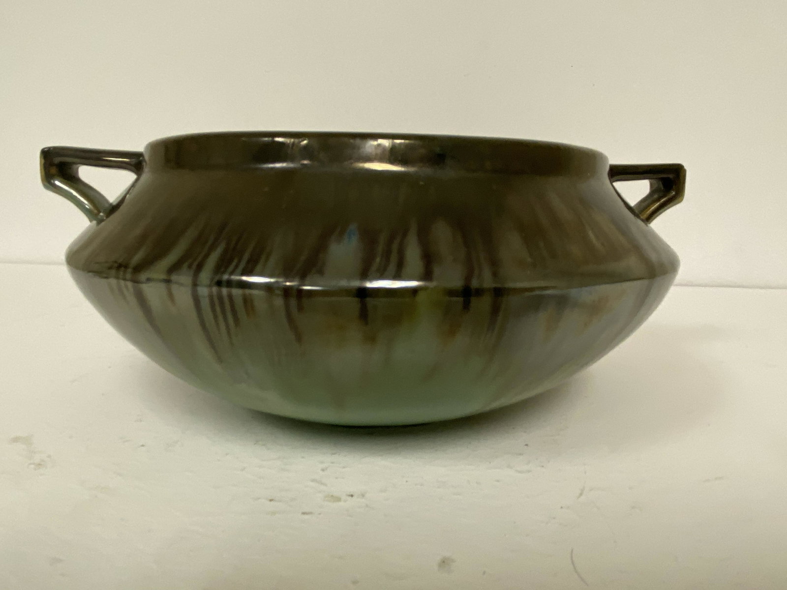 Fulper Pottery: Two-handled Bowl 9 1/4" handle to handle