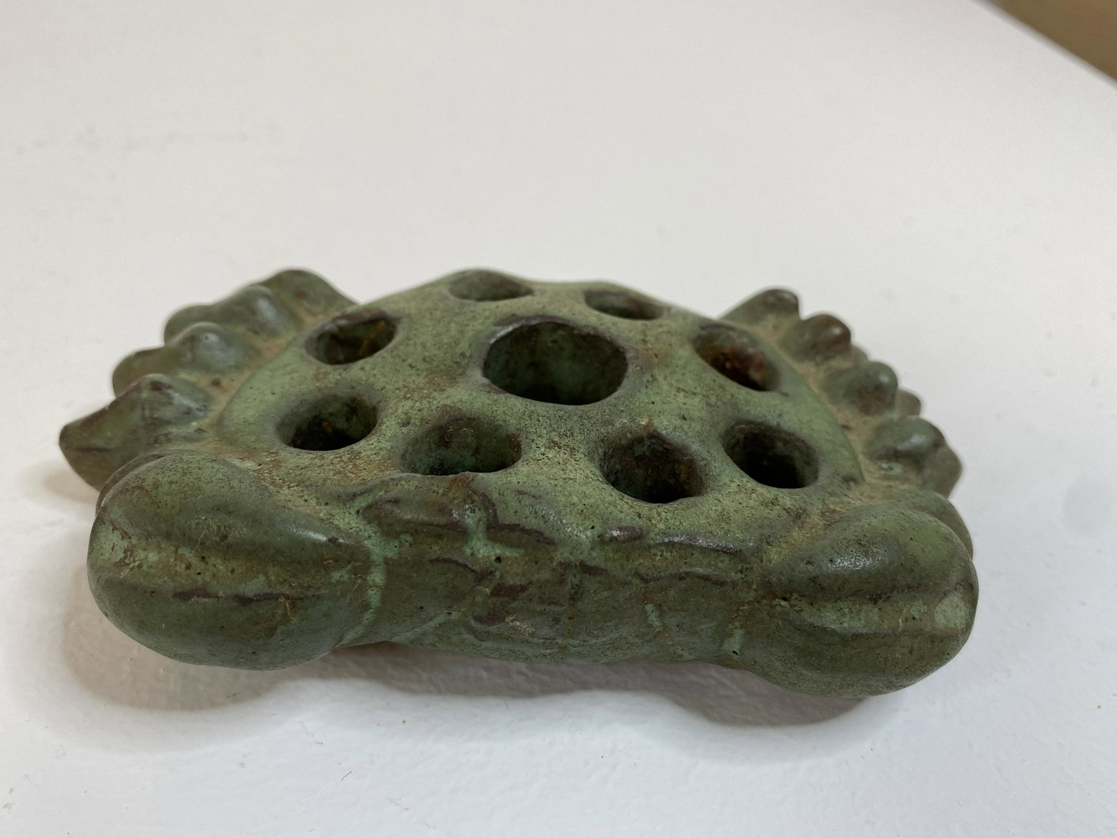 Peters and Reed Pottery: Crab Flower frog 5" long