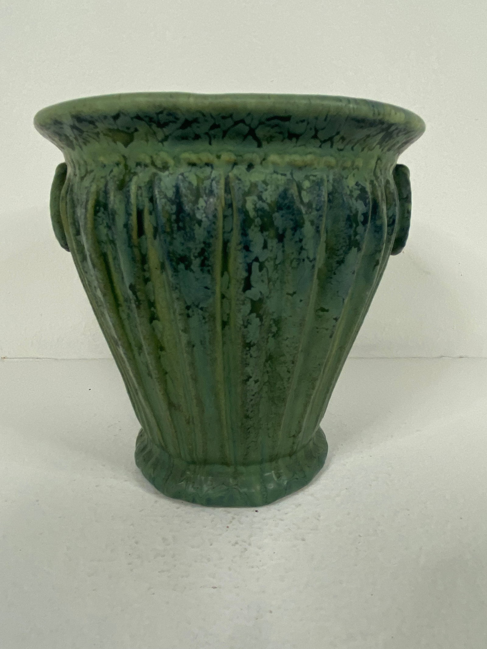 Weller Pottery: Drapery 6" form with an unusual variant of a deep blue under lighter blue glaze. Very nice!