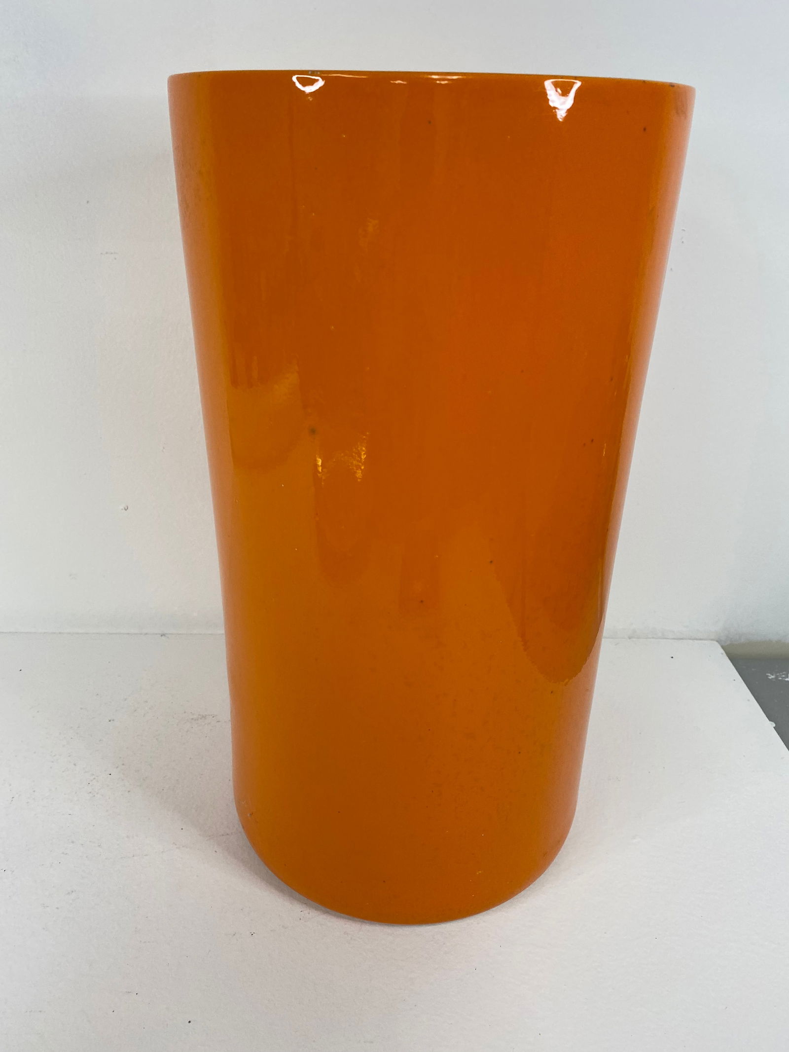 Bauer Pottery: Large Waste basket in Orange measuring 16" tall