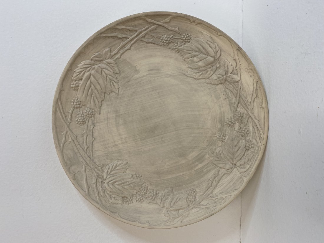 Roseville Pottery Plate: Roseville Blackberry Pottery Bisque plate. Harder to find plate in very nice condition