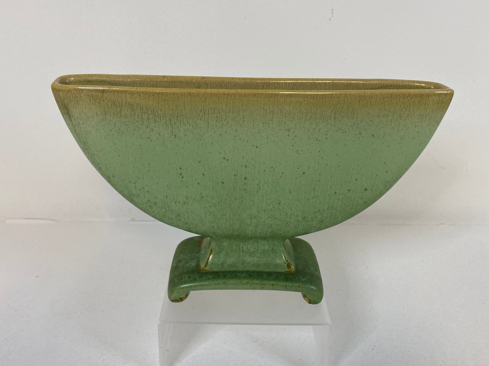 Cowan Pottery: Neat FN Vase form in a Green to Brownish mix. 8 1/4" wide