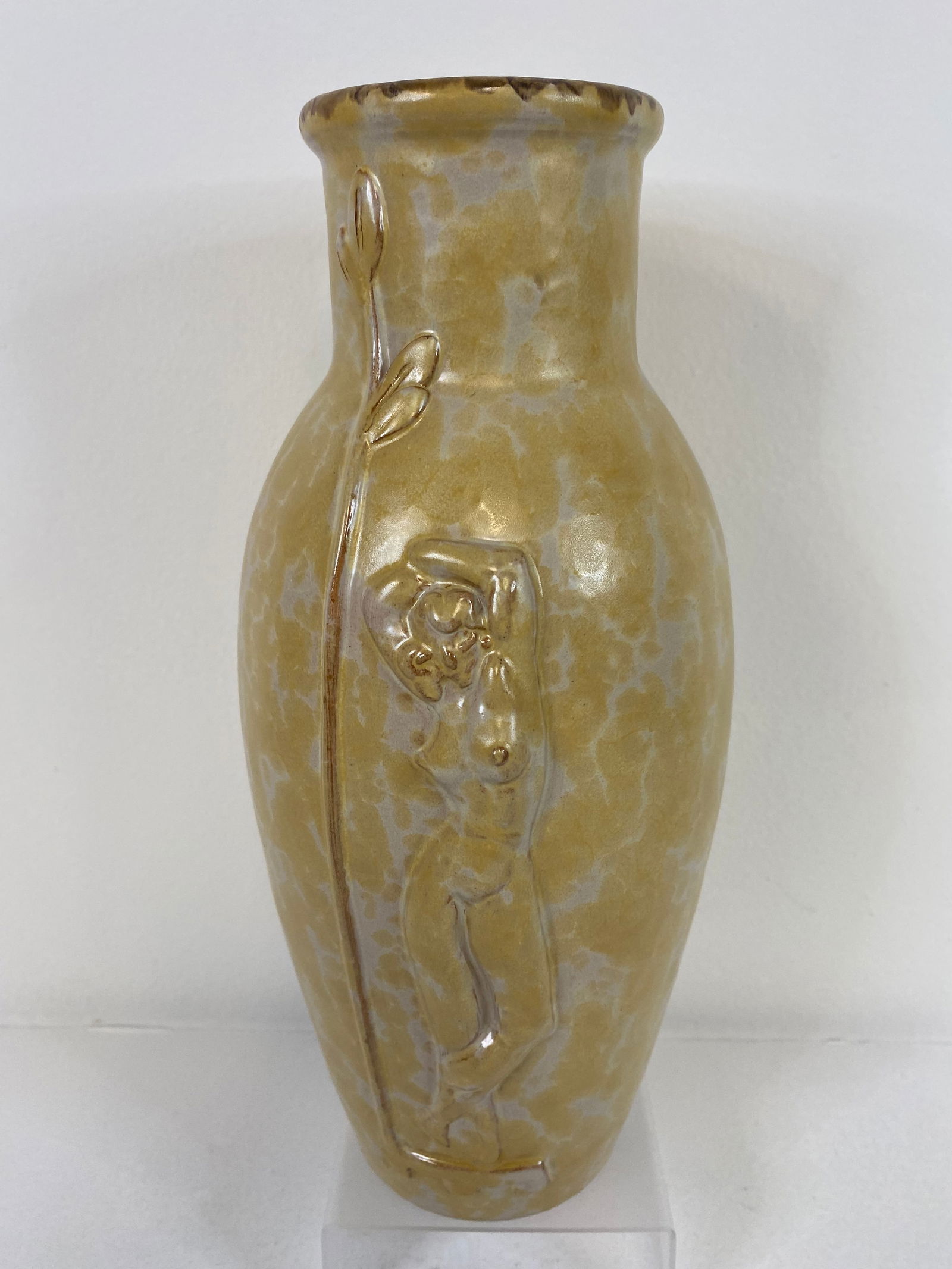 Upsala Ekeby Pottery Vase Nude: Incredible glaze and design on this 12" Art Dedco Vase