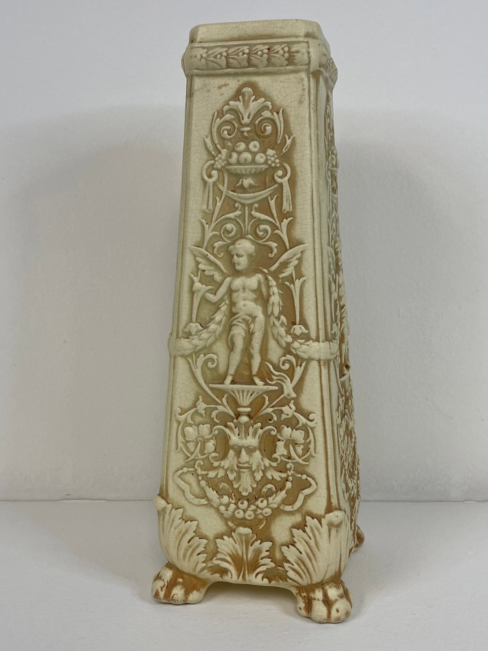Weller Pottery Ivory: Weller Ivory featuring cherubs. 13" tall