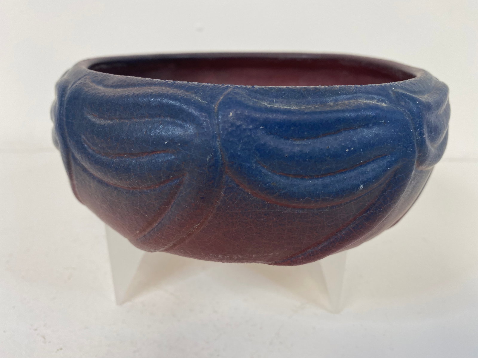 Van Briggle Pottery: 1922-26 is the time period this bowl was made. Very nicely done. Measures 2 1/8" tall and 6 1/2" wide