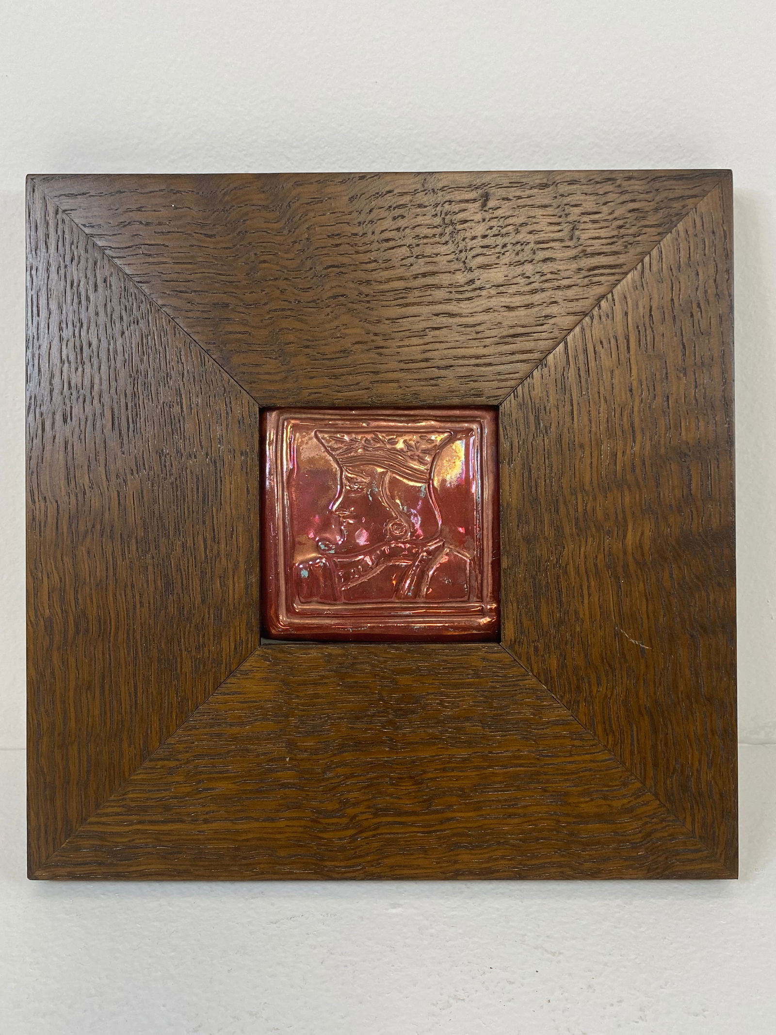 Pewabic Pottery: Tile of a king done later in the 1970's. outside frame to frame is 10 1/2".