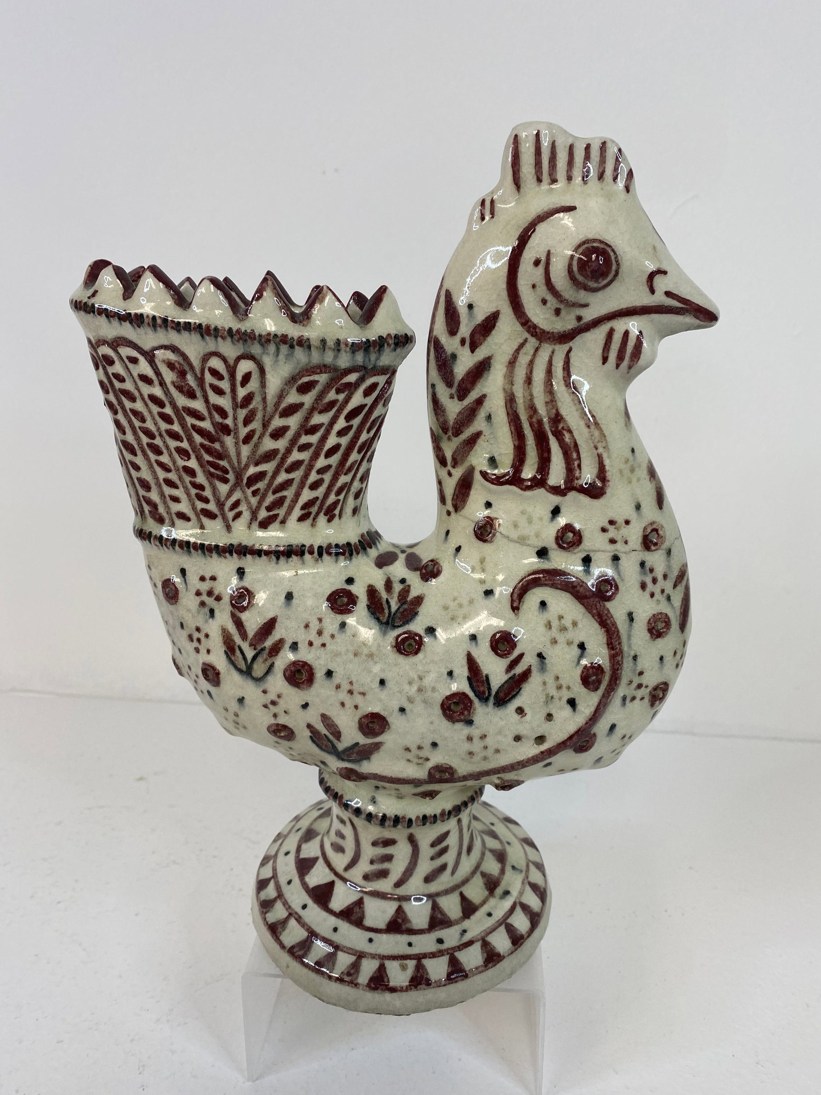 Carl Walters Stonelain Pottery: this chicken is just shy of 11" tall and nicely decorated