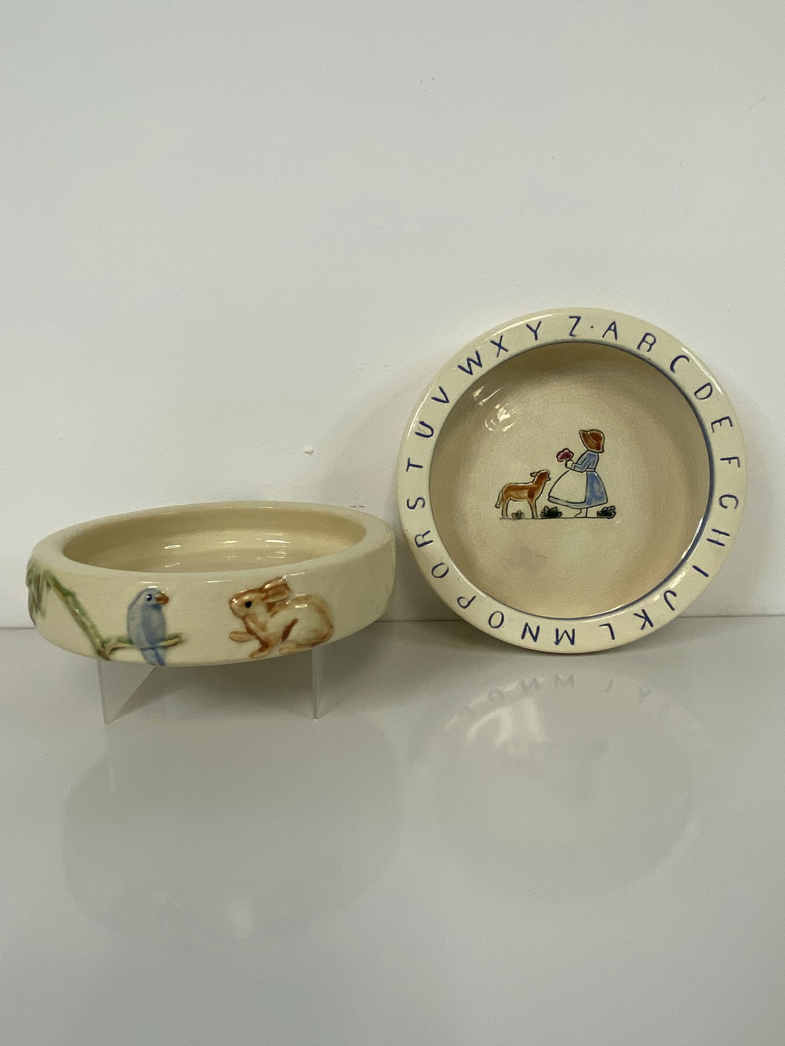 2 Weller Pottery Baby dishes (1 of 1)