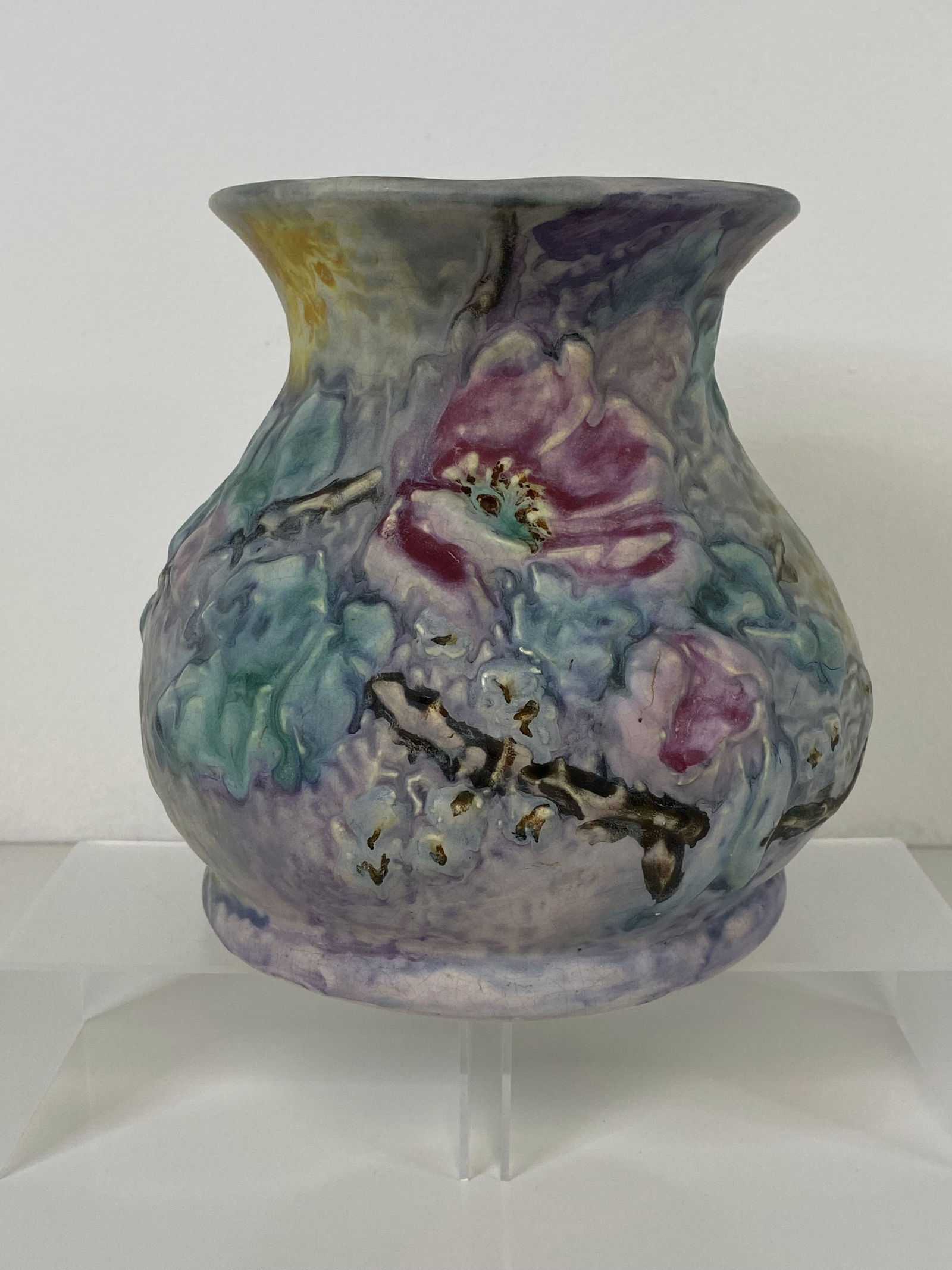 Weller Pottery Silvertone: good silvertone pot at 6 3/8" tall very nice glaze