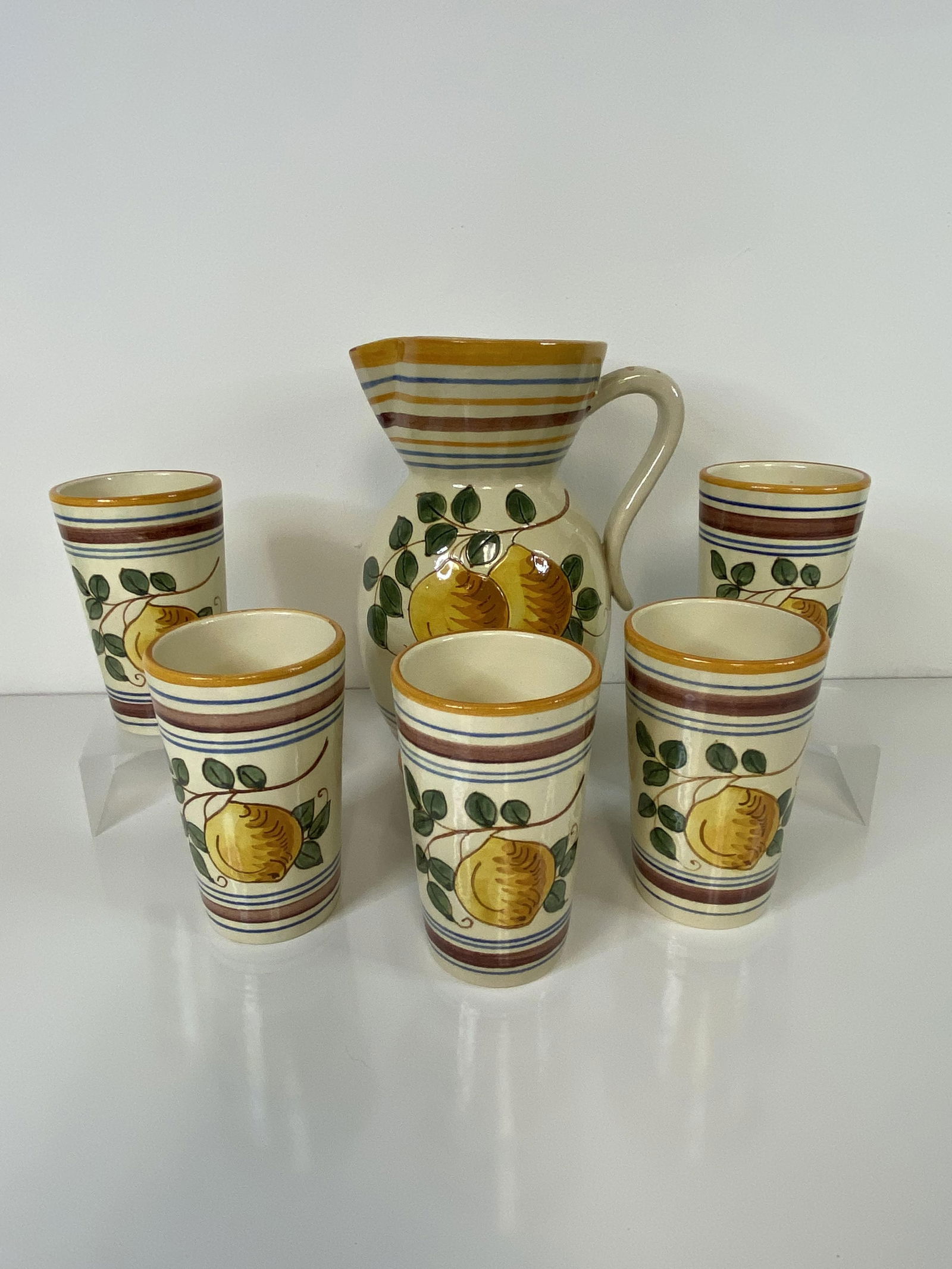 Zanesville Stoneware Pitcher and glass set (1 of 1)