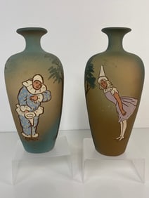 Pair of Weller Pottery Dickensware Vases