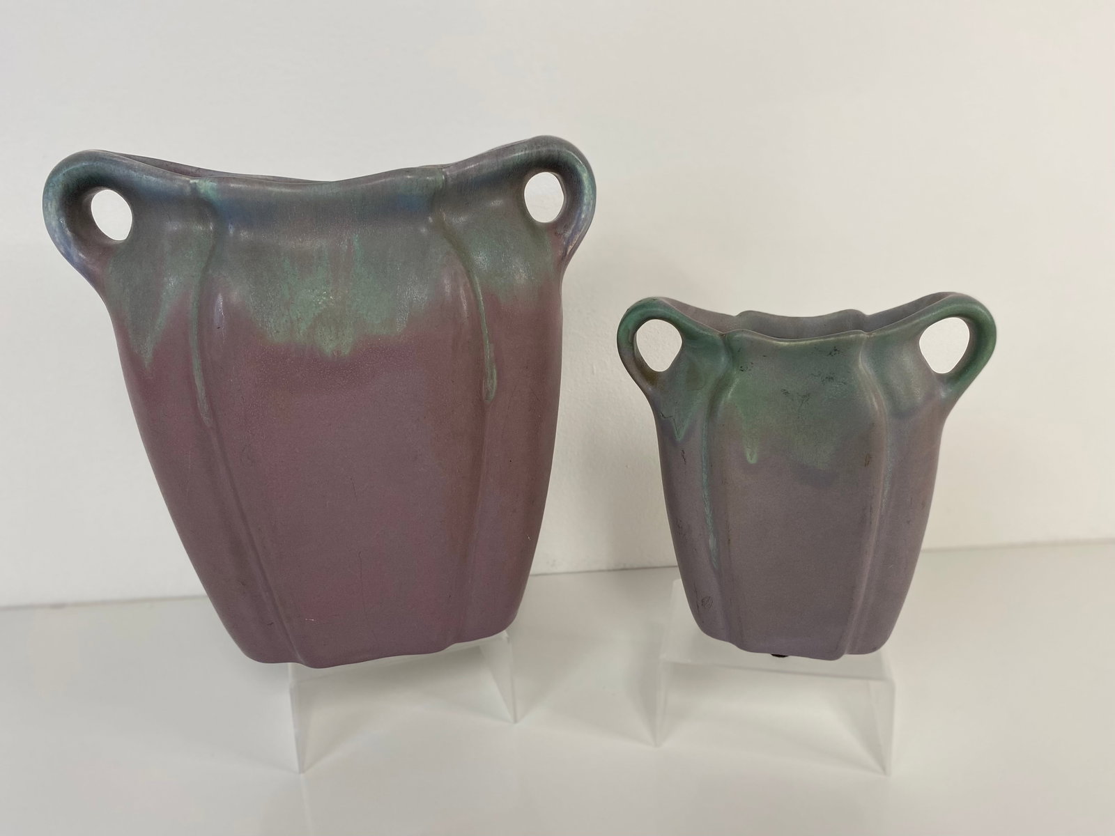 Muncie Pottery Grouping: Same form - different sizes with same glaze tallest is 8 1/2" tall x 9 1/4" wide