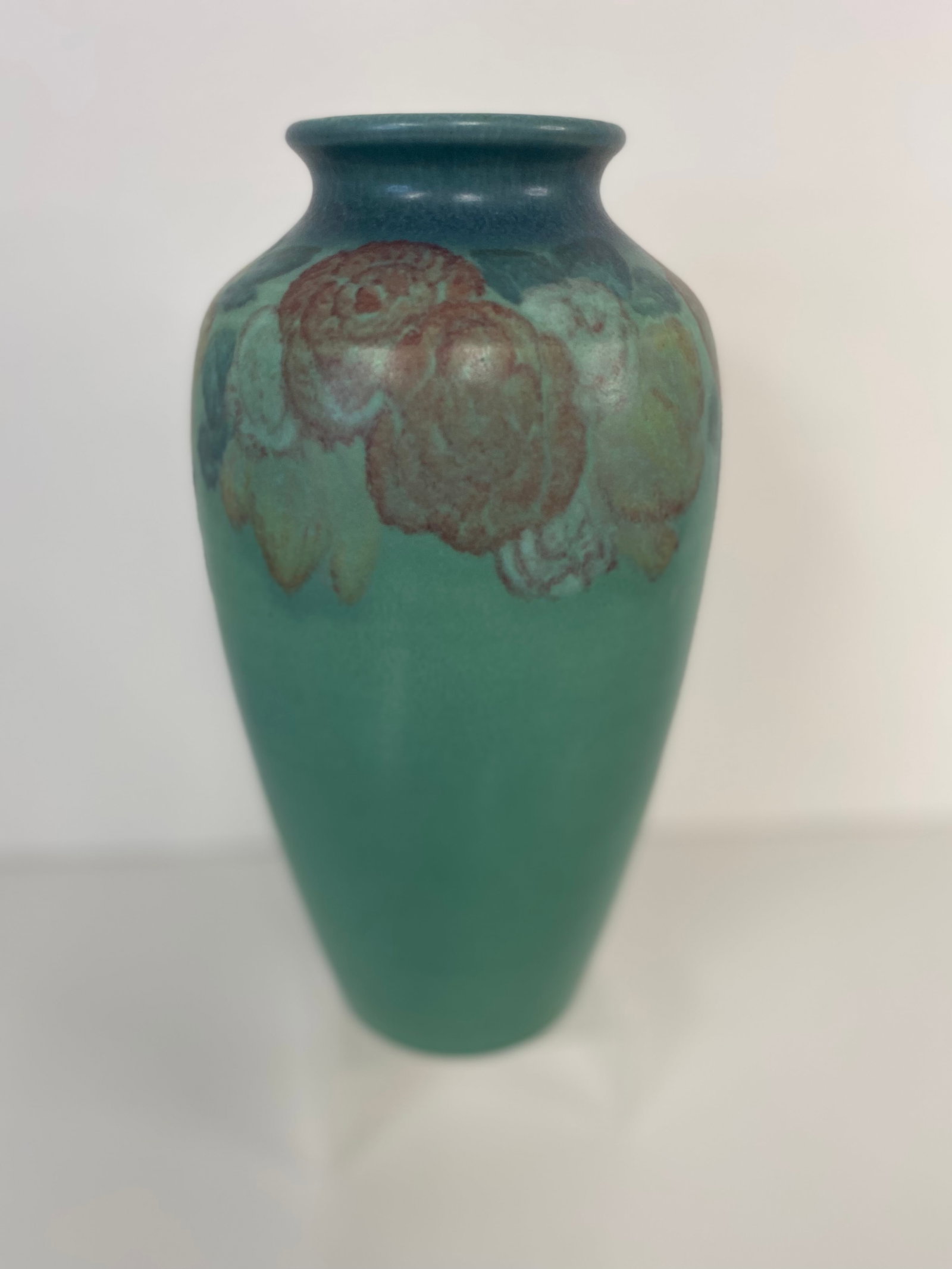 Rookwood Pottery Vase: Largest one in the sale at 11" tall. Made in 1928 by Delia Workum. Uncrazed.