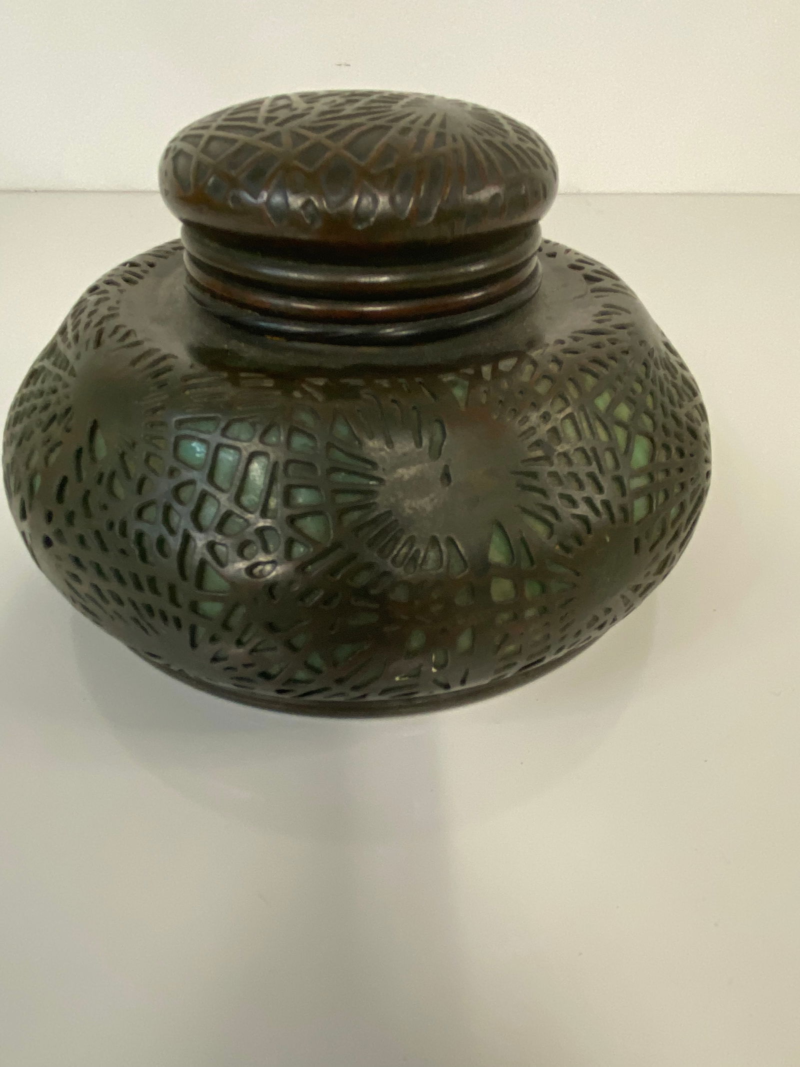 Tiffany Studios Pine Needle Large Inkwell (1 of 4)