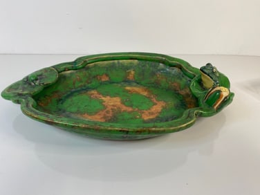 Weller Pottery Coppertone Frog Tray