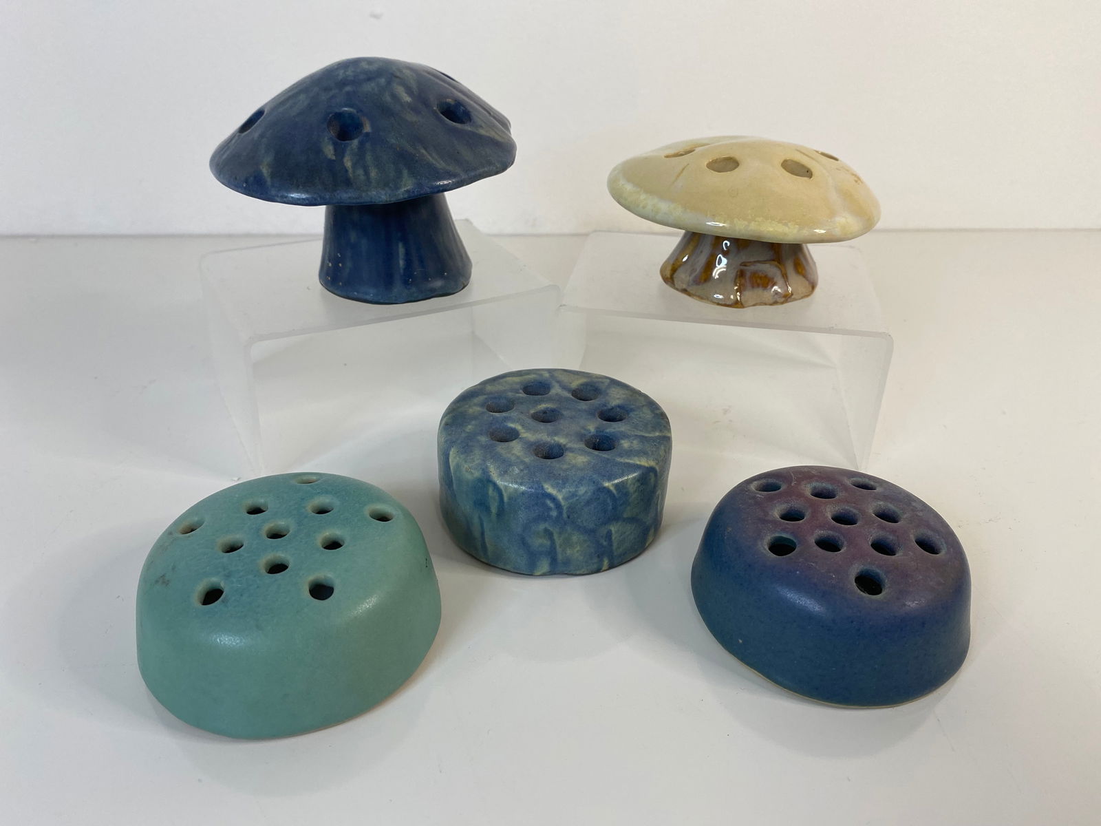 Pottery Flower Frog Lot Van Briggle, Fulper and P & R (1 of 1)