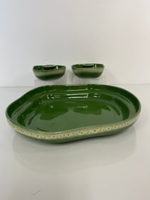 Tamac Pottery Perry OK MCM Bowl with matching candleholders