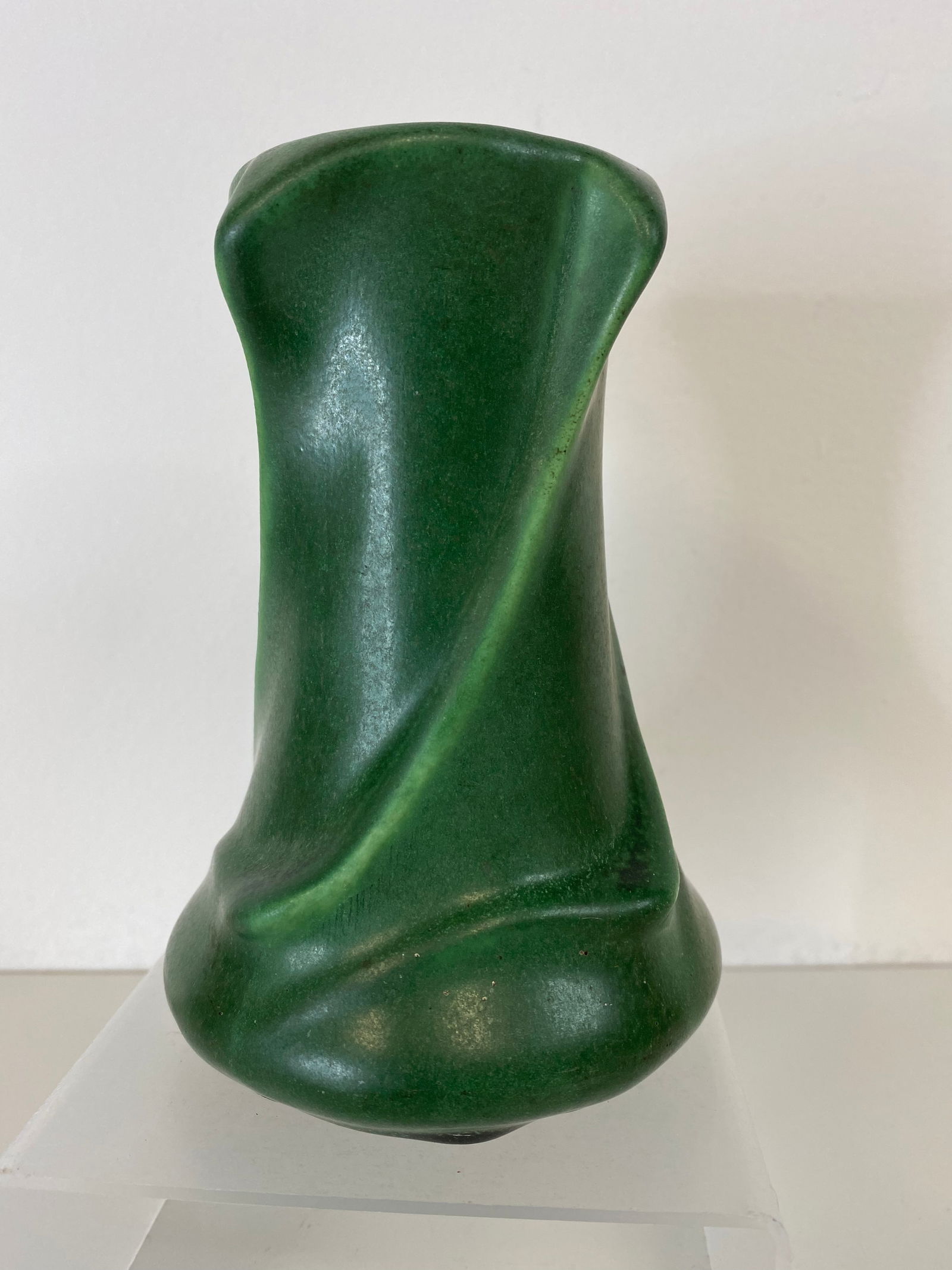 Weller Pottery Bedford: This twist form with blue wash bottom measures 5 1/4" tall