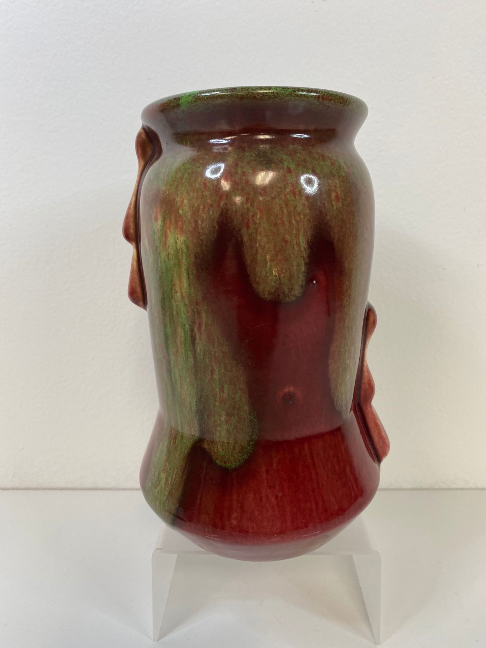 Weller Pottery Greenbriar: This vase measures 7 3/4" tall and has the finest glaze that I have seen in this form.