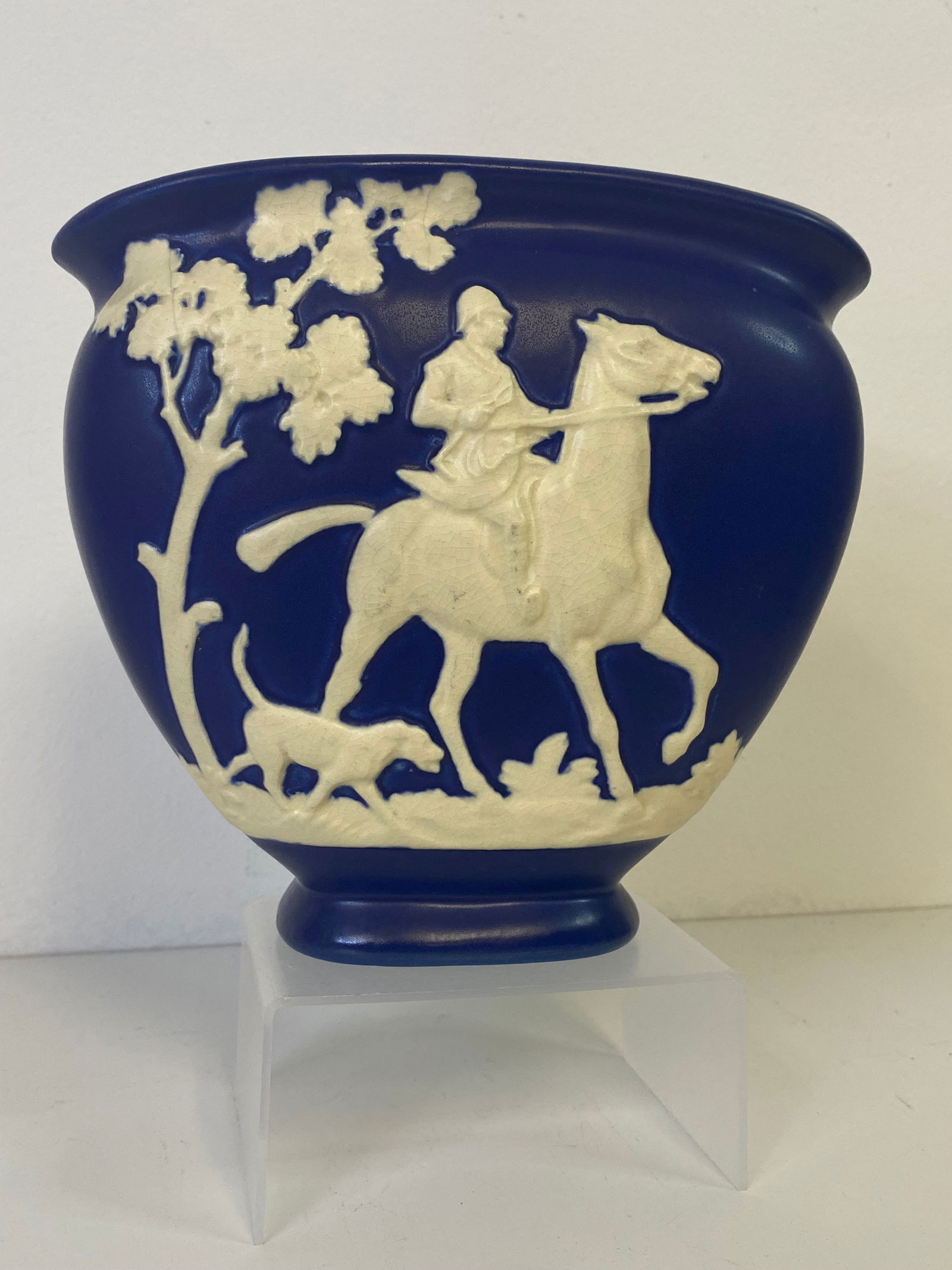 Weller Pottery Chase & Silvertone: Pillow vase form at 7" tall with very strong mold