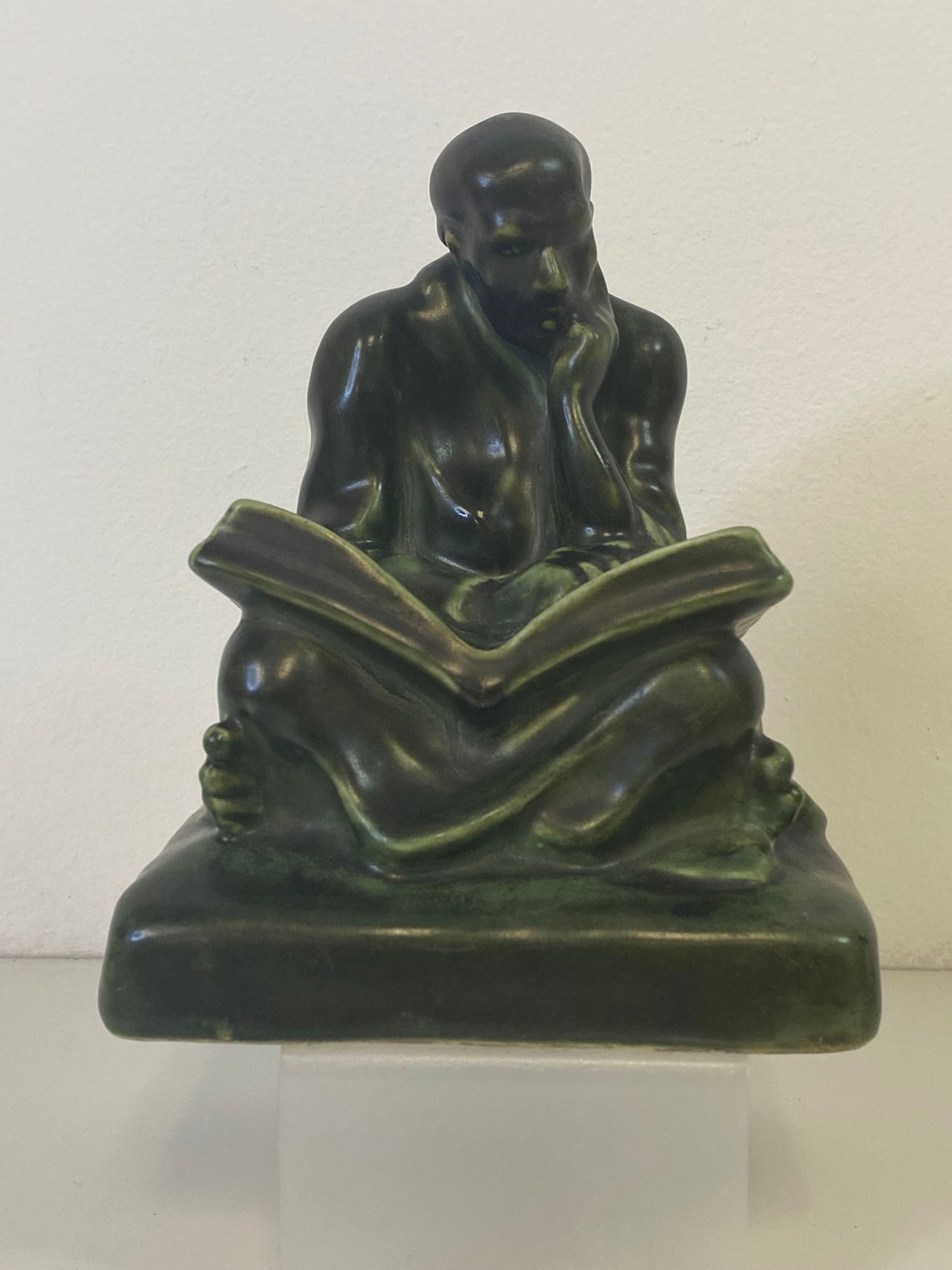 Cowan Pottery: Single bookend in a very rich dark green glaze 6 1/4" tall