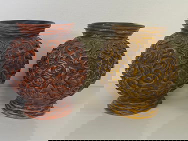 Pair Haeger Pottery Tiki