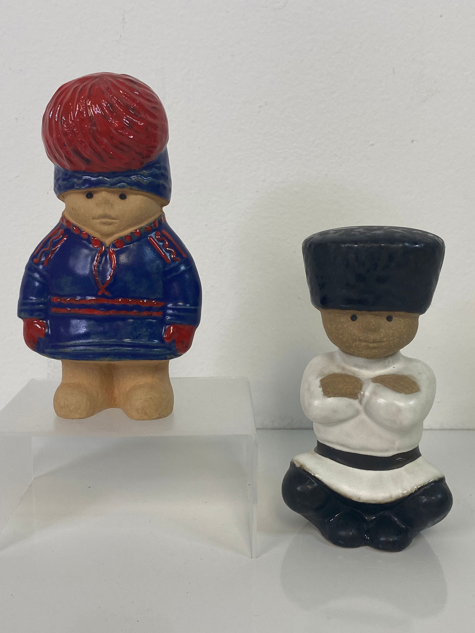 2 pcs Lisa Larson for Gustavberg Sweden: both around 5 1/4" tall. Series of Children of the World Series