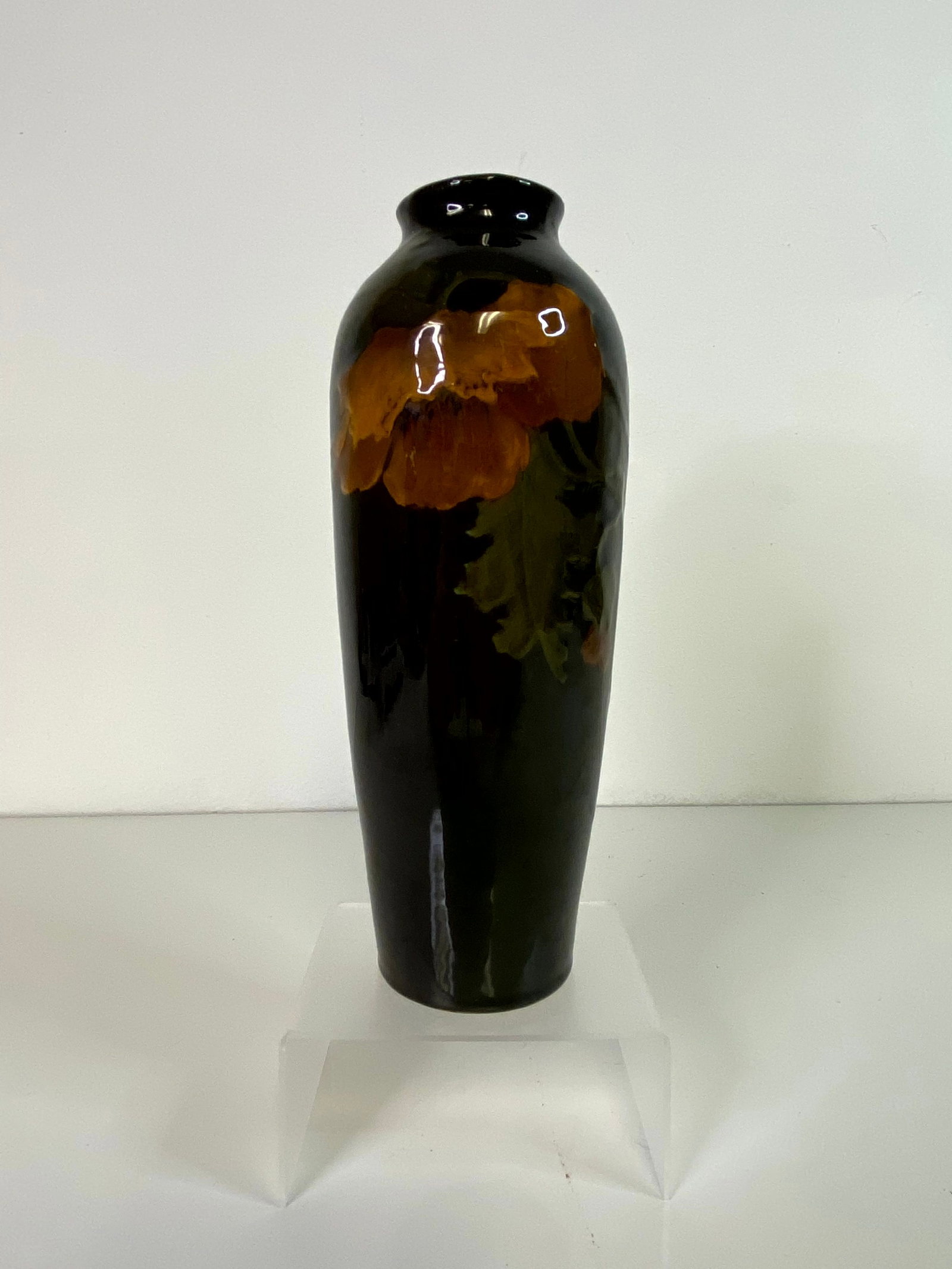 Cambridge Pottery Standard Glaze: at 9" tall this Vase has a very well executed decoration and artis signed M.W.