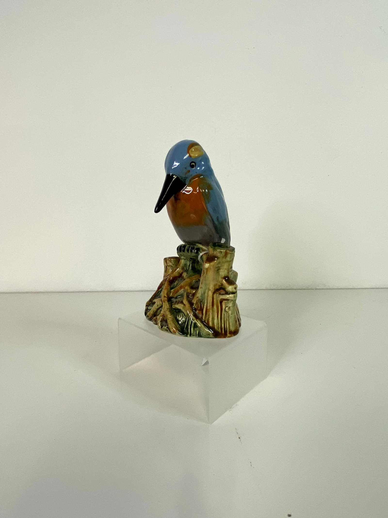 Weller Pottery Kingfisher: Nice flower frog featuring a kingfisher standing 5 3/4 " tall