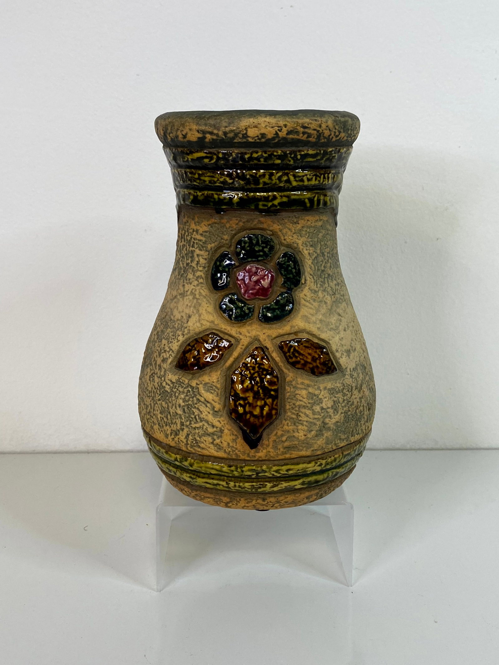 Roseville Pottery Mostique: this lot also at 8" tall in that earthy tones from the mostique line
