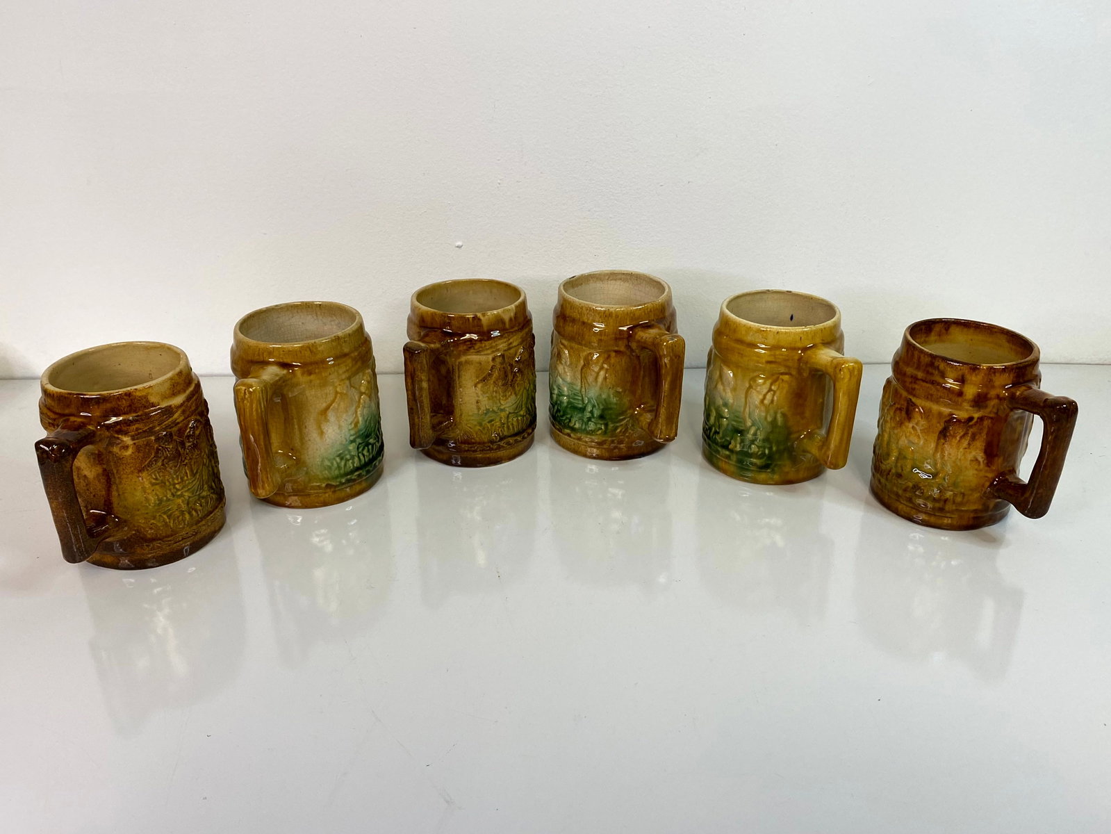 6 McCoy Brushware mugs: Set of 6 mugs standing 4 3/4" tall