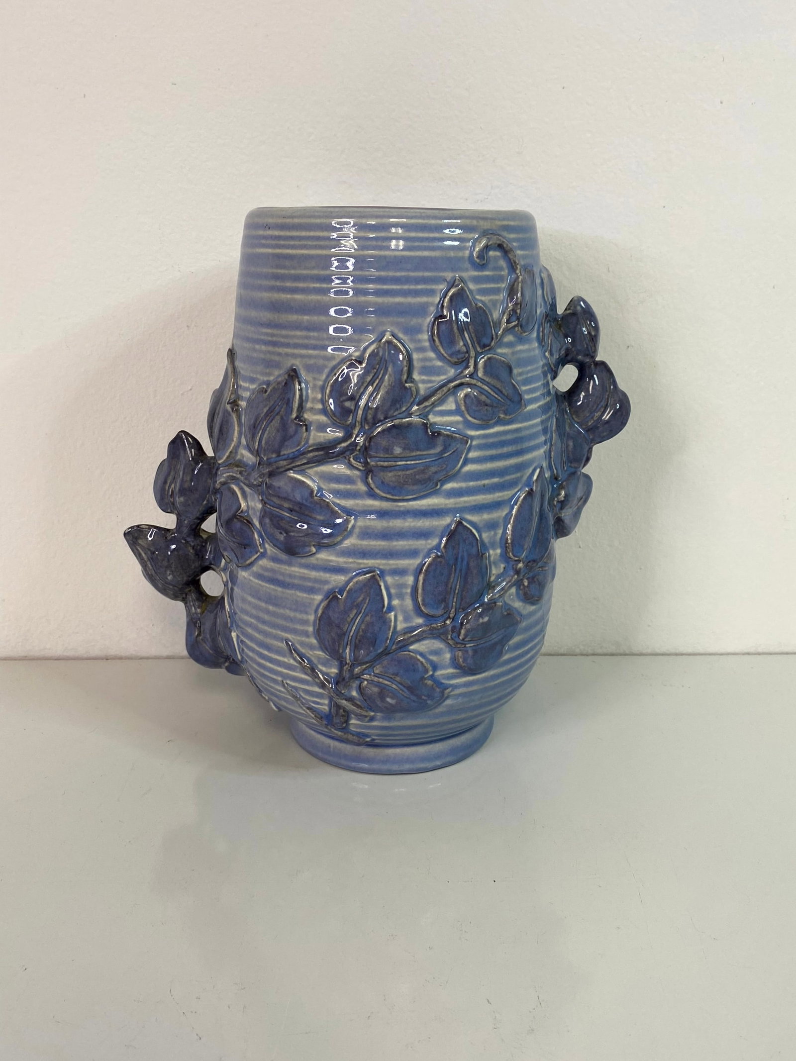 Red Wing Pottery: Cool MCM vase with Ivy Handles. 9 1/4" tall