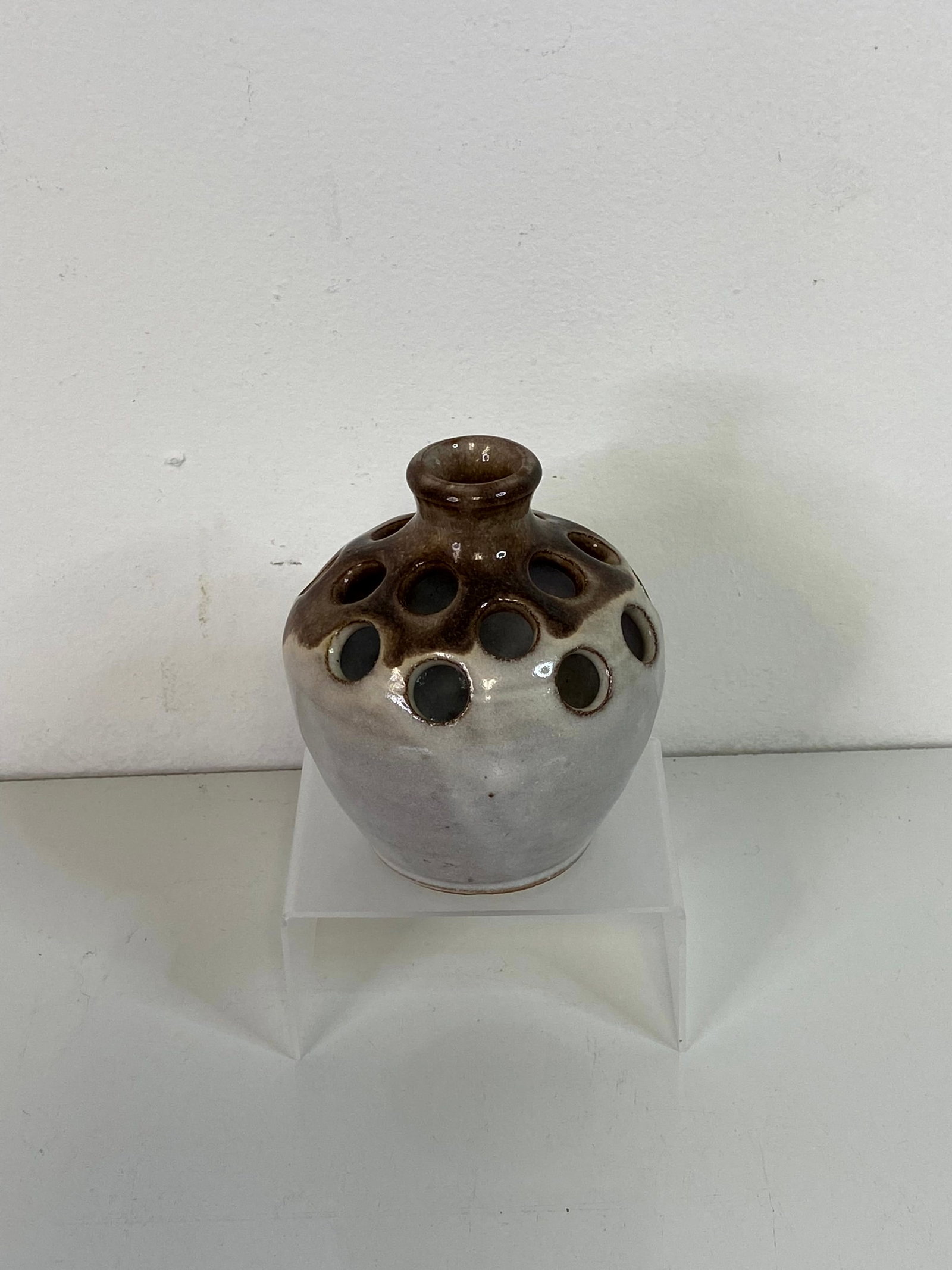 Seagrove Pottery N.C.: Interesting Pot with holes around the top portion. 4 1/2" tall