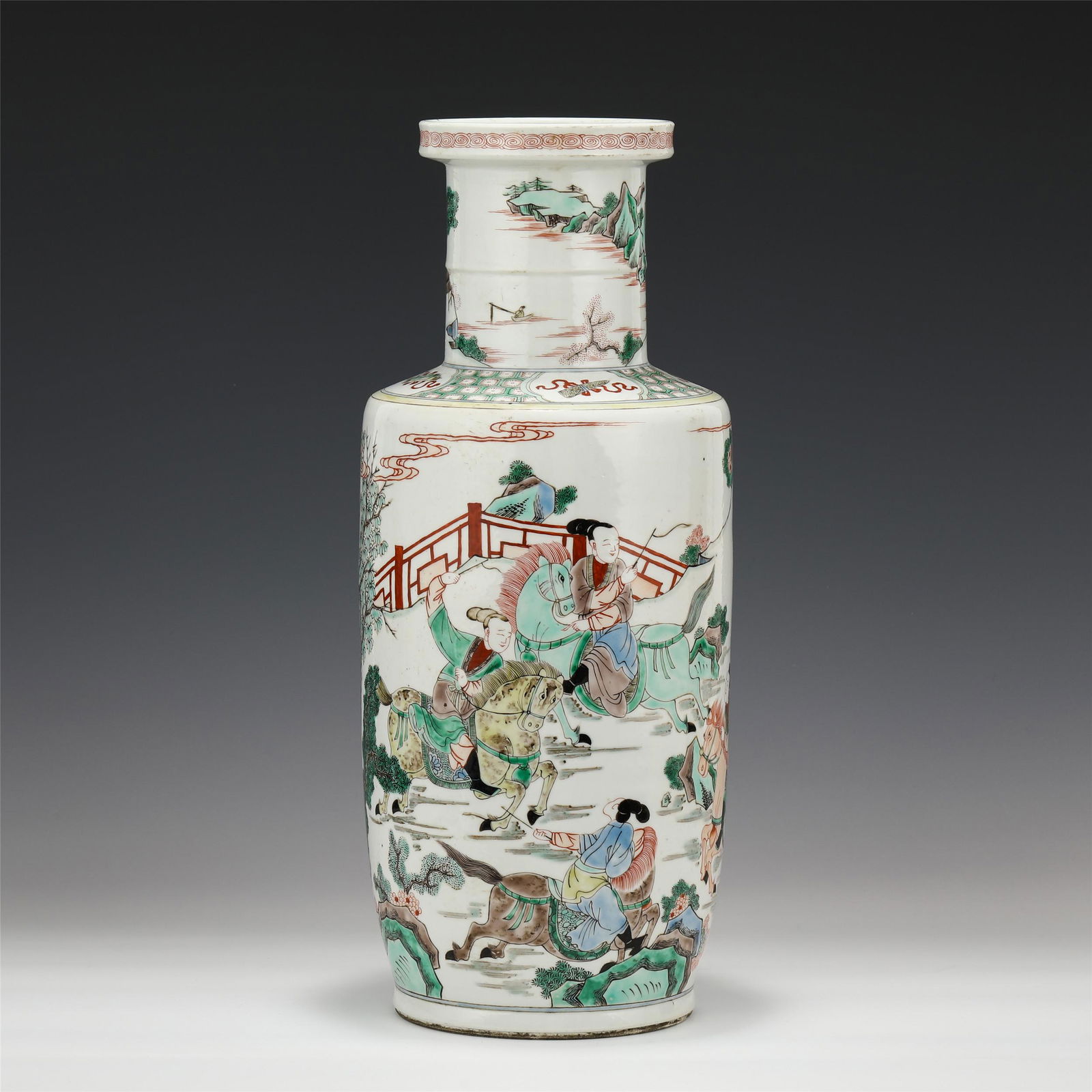 A CHINESE WUCAI FIGURE AND STORY PORCELAIN VERTE (1 of 10)