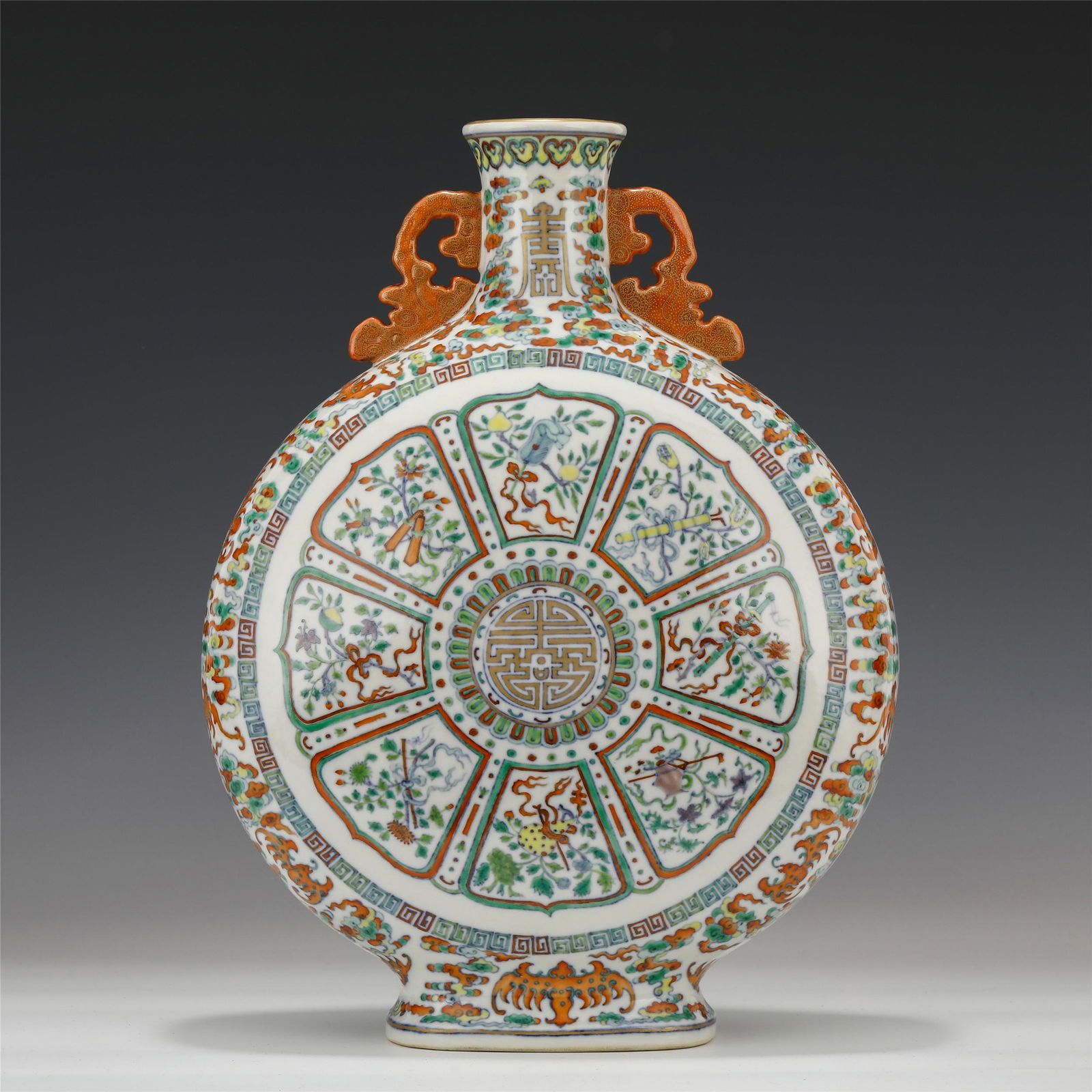 A CHINESE DOUCAI GLAZE EIGHT TREASURES FLOWERS MOON (1 of 10)