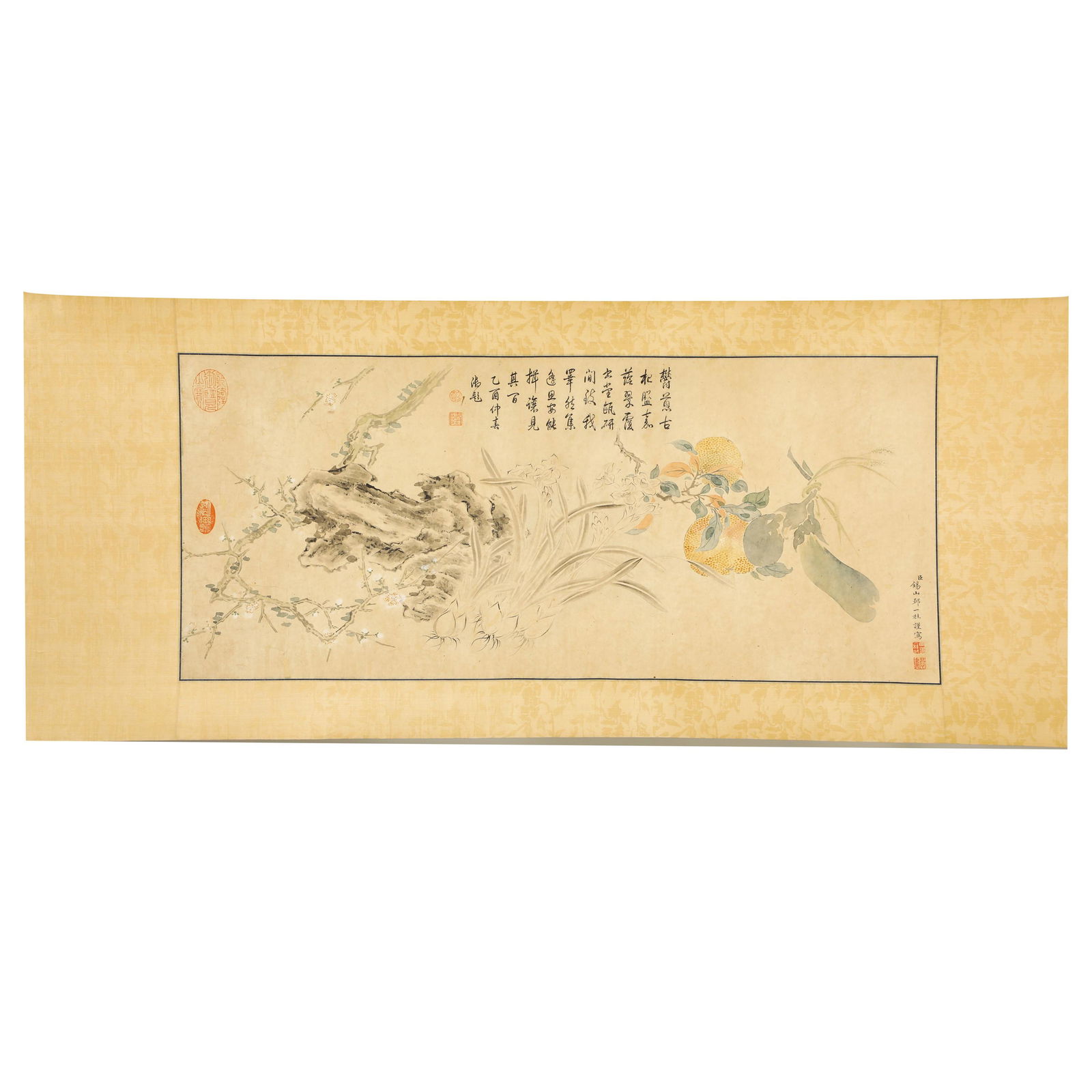 CHINESE PAINTING OF FLOWERS & POEMS IN RUNNING SCRIPT (1 of 8)