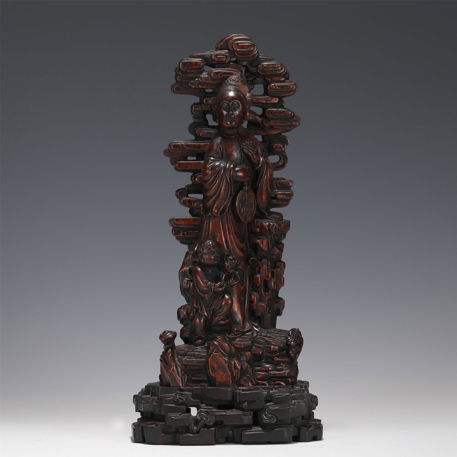 A CHINESE AGARWOOD FIGURE ORNAMENTS (1 of 9)