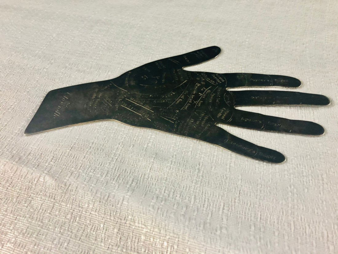 Christofle Silver Plate Gypsy Palmistry Fortune Hand: Vintage Christofle Silver Plate Gypsy Palmistry Fortune Hand. Dimensions 8" x 5"