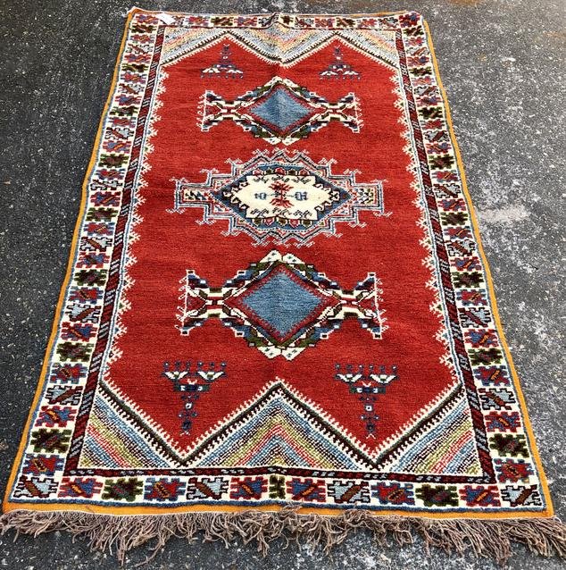 Vintage Moroccan Tribal Red Wool Rug (1 of 7)