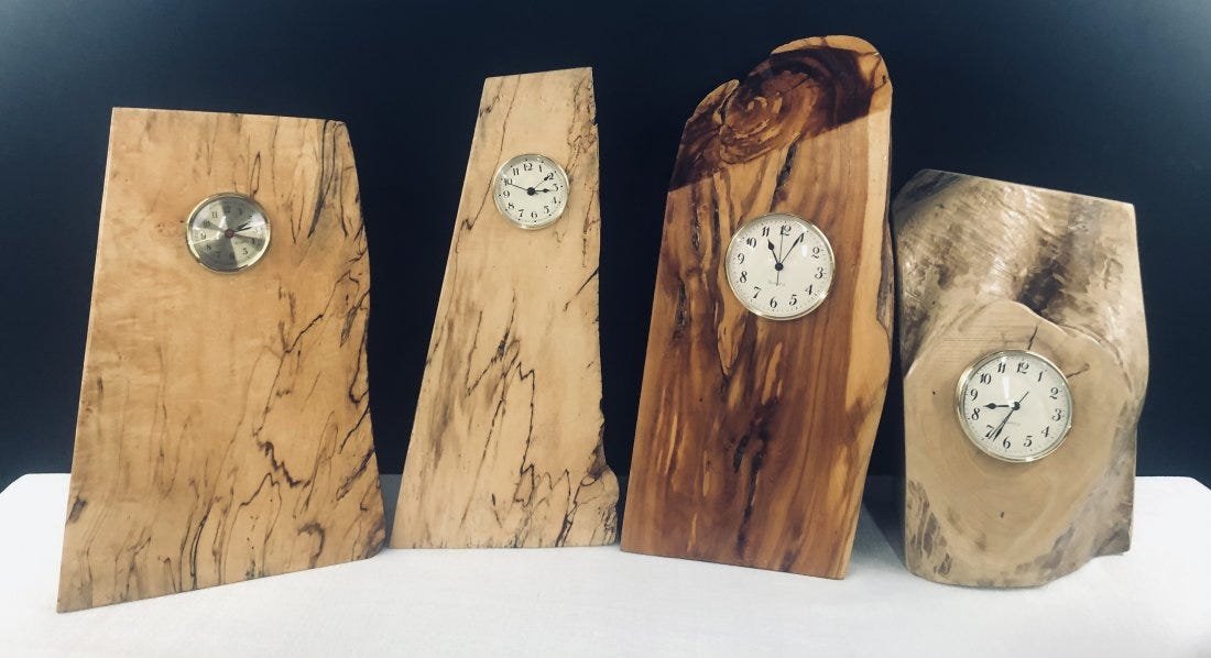 Olive Wood Custom Table clocks, Set of 4 (1 of 6)