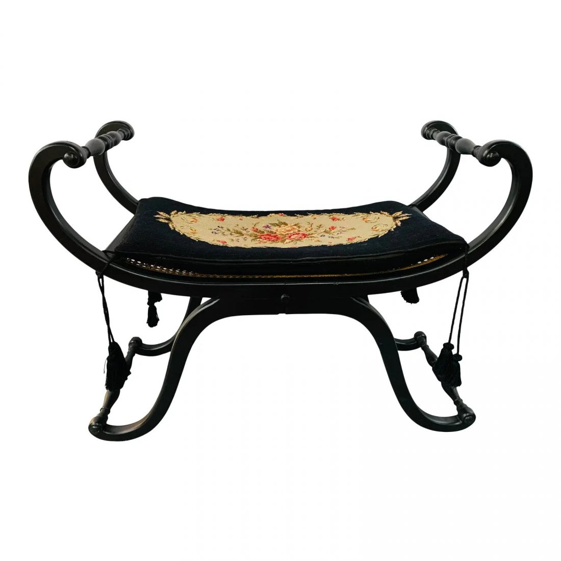 1920s Chinoiserie Curved Hammered Bench (1 of 10)