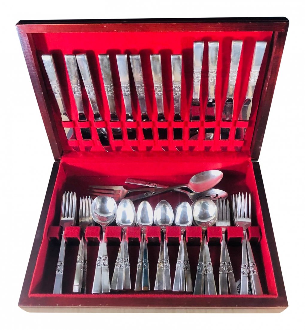 Art Deco Community Boxed Silver Plate Silverware 76 Set (1 of 10)