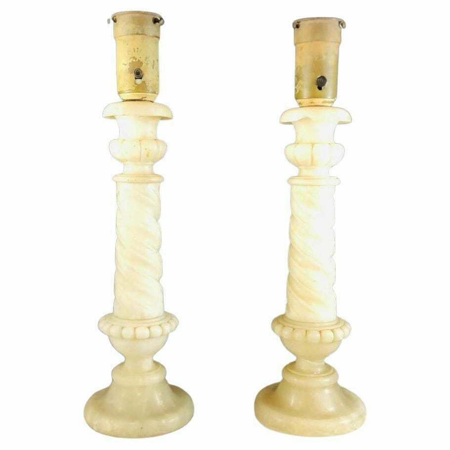 Pair of 1940's Alabaster Table Lamps (1 of 18)