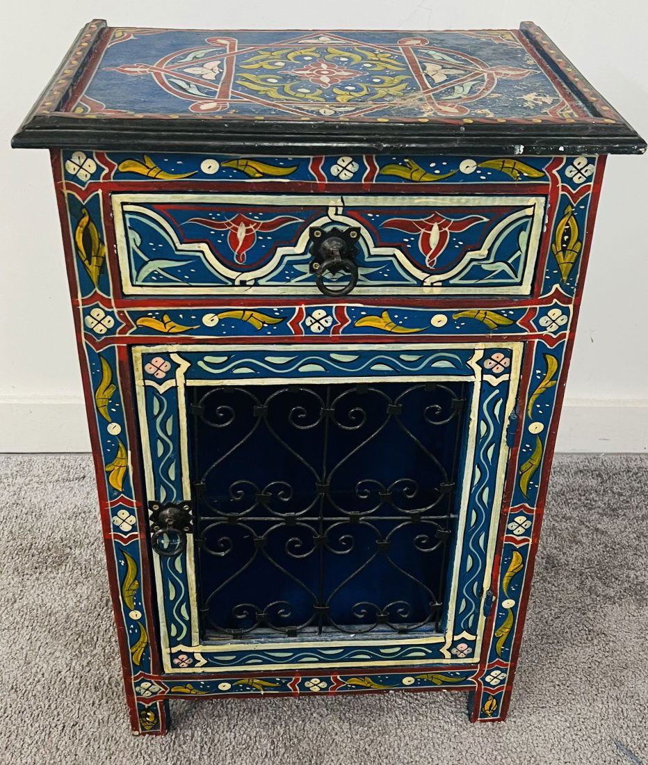 1960's Hand Painted Moroccan side table Nightstand (1 of 6)