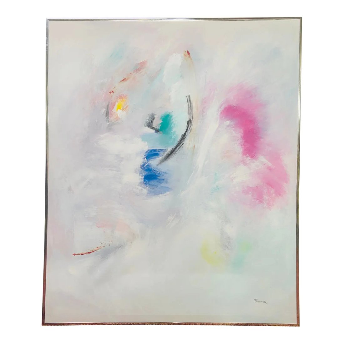 Monumental Oil on Canvas Contemporary Abstract Framed Painting Signed Rossen (1 of 8)