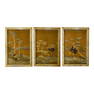 Framed Hand Painted Asian Japanese Bonsai Tree Wood Panels, Set of 3