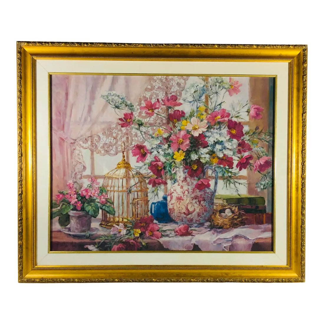 Barbara Mock Still Life Flowers and Bird Cage Print (1 of 11)